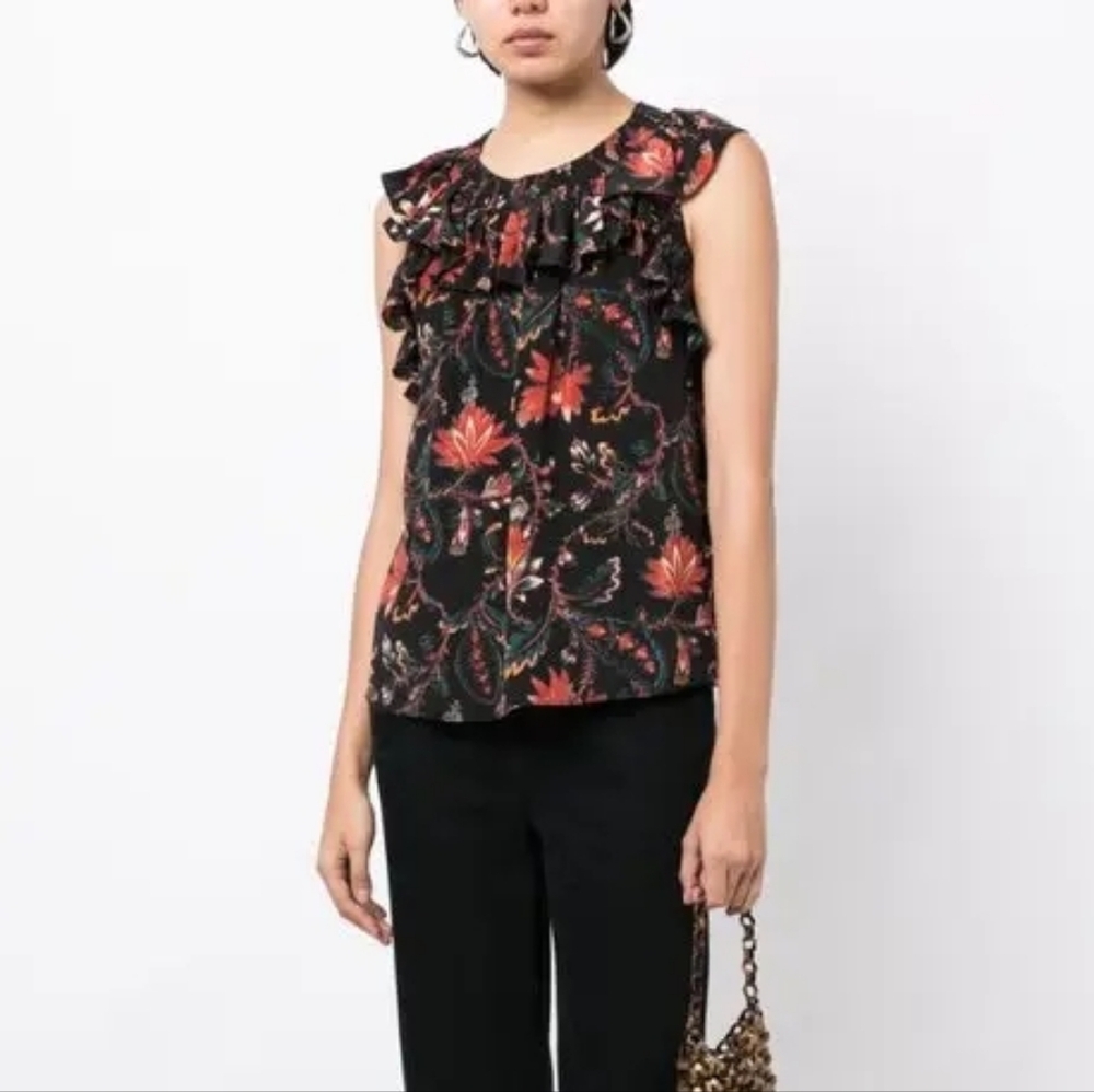 Ulla Johnson Silk tulip floral-print blouse